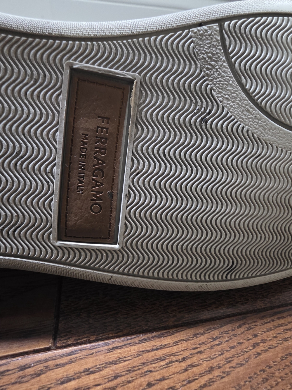 Ferragamo White Sole Black Sneaker